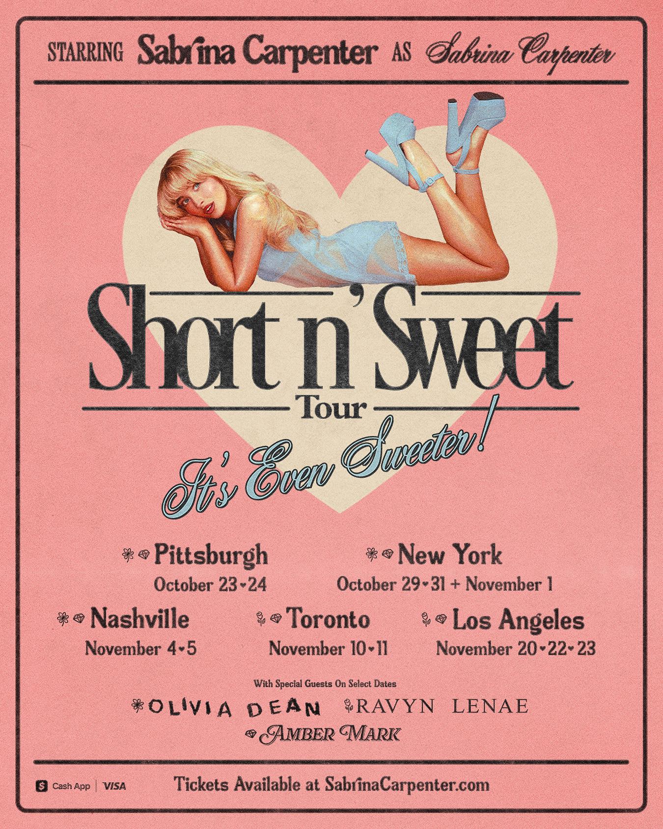 Sabrina Carpenter Short n' Sweet Tour Poster 2025